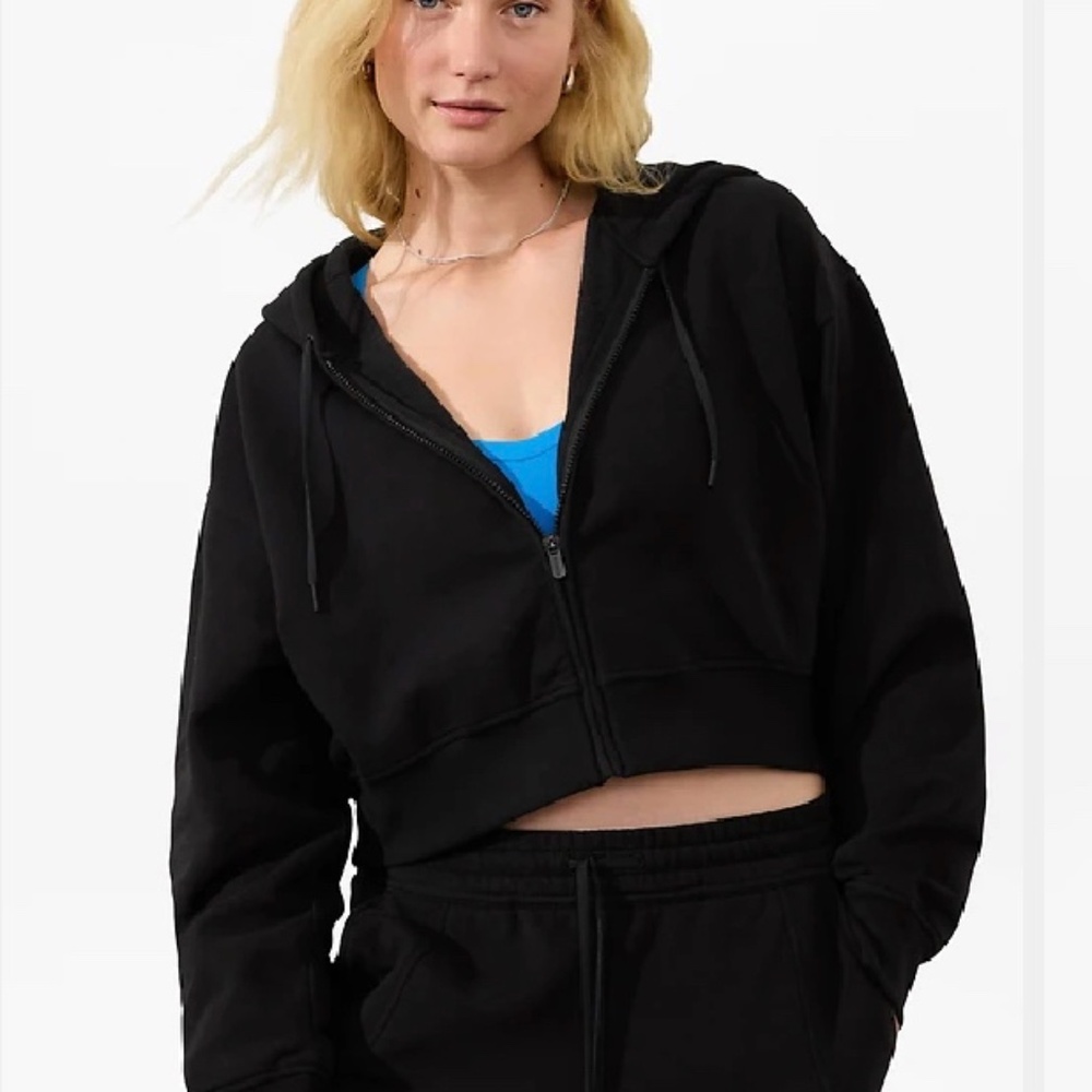 ATHLETA Forever Fleece Crop Full Zip Sweatshirt
